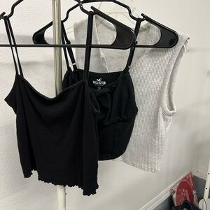 Hollister Black and Gray Camisole Set